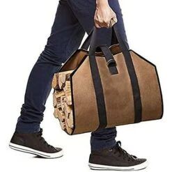 Heavy Duty Canvas Firewood Carrying Bag With Handle For Fireplace Or Camping - 98 X 41cm Qyroadwolf -Heating Equipment 78703742 3