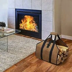 Heavy Duty Canvas Firewood Carrying Bag With Handle For Fireplace Or Camping - 98 X 41cm Qyroadwolf -Heating Equipment 78703742 4