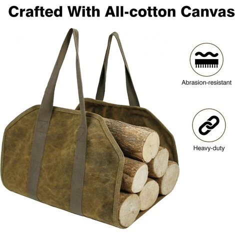 Large Canvas Firewood Carrier Bag Firewood Carrier Bag For Indoor Outdoor Use Storage Bag With Handles 4 Large Canvas Firewood Carrier Bag Firewood Carrier Bag For Indoor Outdoor Use Storage Bag With Handles - Image 2