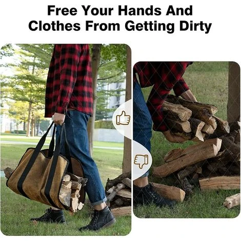 Large Canvas Firewood Carrier Bag Firewood Carrier Bag For Indoor Outdoor Use Storage Bag With Handles 6 Large Canvas Firewood Carrier Bag Firewood Carrier Bag For Indoor Outdoor Use Storage Bag With Handles - Image 4