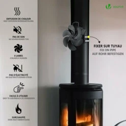 VOUNOT 6 Blade Stove Fan Wood Burning Gas Mini Stove Fan Include Thermometer -Heating Equipment 82629549 3