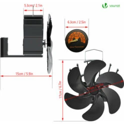 VOUNOT 6 Blade Stove Fan Wood Burning Gas Mini Stove Fan Include Thermometer -Heating Equipment 82629549 5