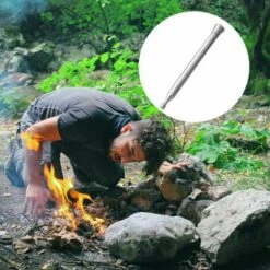Bouffadou , Fireplace Bellows Foldable Outdoor Blowing Fire Tube 6 Sections Stainless Steel Fire Blower Pipe Silver Telescopic Gear Campfire Tool For Camp -Heating Equipment 87594580 5