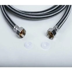 2M Braided Hose, Connecting Hoses (G1/2 X G1/2) With Stainless Steel Braid, Hot And Cold Water Heater Inlet Hose, For Kitchen Bathroom Universal Replacement. -Heating Equipment 87621664 3