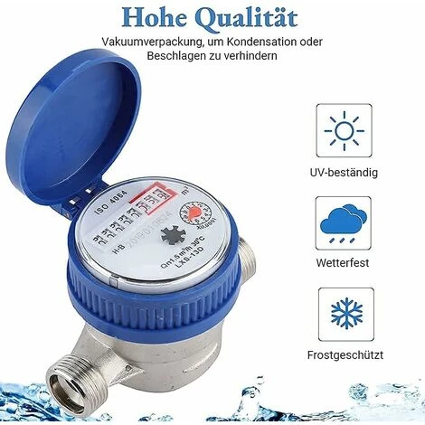 GDRHVFD 1/2" Water Meter Flow Cold Water Meter With Copper Fittings Qn 1.5 M3/H Water Flow Meter For Home And Garden, Antifreeze And Uv Protection 6 GDRHVFD 1/2" Water Meter Flow Cold Water Meter With Copper Fittings Qn 1.5 M3/H Water Flow Meter For Home And Garden, Antifreeze And Uv Protection - Image 4