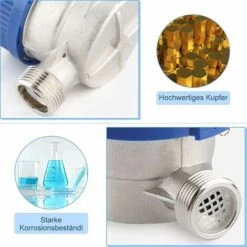 GDRHVFD 1/2" Water Meter Flow Cold Water Meter With Copper Fittings Qn 1.5 M3/H Water Flow Meter For Home And Garden, Antifreeze And Uv Protection 11 GDRHVFD 1/2" Water Meter Flow Cold Water Meter With Copper Fittings Qn 1.5 M3/H Water Flow Meter For Home And Garden, Antifreeze And Uv Protection -Heating Equipment 88105990 5