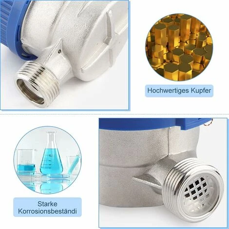 GDRHVFD 1/2" Water Meter Flow Cold Water Meter With Copper Fittings Qn 1.5 M3/H Water Flow Meter For Home And Garden, Antifreeze And Uv Protection 7 GDRHVFD 1/2" Water Meter Flow Cold Water Meter With Copper Fittings Qn 1.5 M3/H Water Flow Meter For Home And Garden, Antifreeze And Uv Protection - Image 5