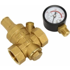 DN25 Adjustable Water Pressure Reducing Regulator, Brass Water Pressure Reducing Valve + Water Pressure Gauge Pressure Gauge (DN25).- -Heating Equipment 88296429 5