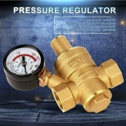 Water Pressure Reducer DN15 Brass Adjustable Water Pressure Reducer With Pressure Gauge For Home Use（1pcs） -Heating Equipment 88297427 4