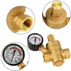 Water Pressure Reducer DN15 Brass Adjustable Water Pressure Reducer With Pressure Gauge For Home Use（1pcs） -Heating Equipment 88297427 5