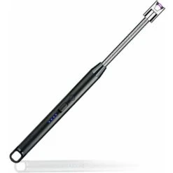 Electric Candle Lighter, USB Rechargeable Electric Lighter Electronic Arc Lighter With 360º Hose Windproof Black Business