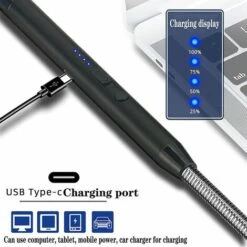 Electric Candle Lighter, USB Rechargeable Electric Lighter Electronic Arc Lighter With 360º Hose Windproof Black Business -Heating Equipment 88297515 4