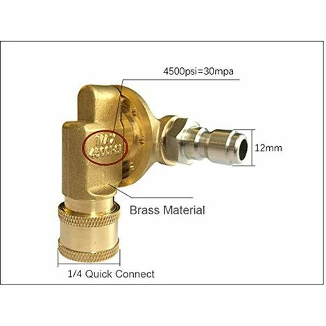Brass Swivel Pressure Washer Nozzle Adapter, 1/4 Quick Disconnect, 240 Degree, 7 Adjustable Angles, 4500 PSI 5 Brass Swivel Pressure Washer Nozzle Adapter, 1/4 Quick Disconnect, 240 Degree, 7 Adjustable Angles, 4500 PSI - Image 3