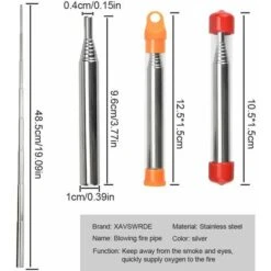 HIASDFLS 3 PCS Soufflet De Poche En Acier Inoxyable Antirouille Soufflet Télescopique Ajustable Poche Tube De Feu Portable Avec Boîte De Rangement -Heating Equipment 89423880 2