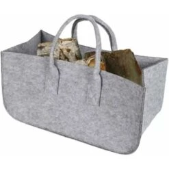 Felt Bag Shopping Bag Foldable Firewood Storage Bags With Handles 50 25 25cm Black 1 Pcs