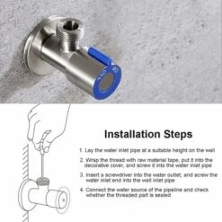 2 PCS 304 Stainless Steel Faucet Angle Valve Metal Angle Control Valve Universal Angle Valve With Waterproof Tape For Sink Faucet, Toilet, Water Heater -Heating Equipment 91891730 4