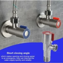 2 PCS 304 Stainless Steel Faucet Angle Valve Metal Angle Control Valve Universal Angle Valve With Waterproof Tape For Sink Faucet, Toilet, Water Heater -Heating Equipment 91891730 5