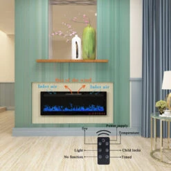 40 Inch 14 LED Colours Electric Wall Recessed Fireplace Mounted Free Standing Black -Heating Equipment 92179576 5