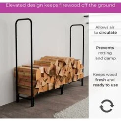 Neo 240cm Outdoor Metal Log Holder Storage Rack With Cover -Heating Equipment 92488492 3