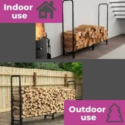 Neo 240cm Outdoor Metal Log Holder Storage Rack With Cover -Heating Equipment 92488492 5