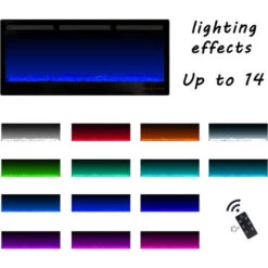 Acezanble 40 Inch Electric Fireplace 14 LED Colours Wall Mounted Heater Black -Heating Equipment 92672434 5