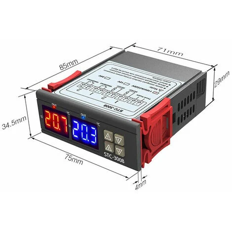 STC-3008 Dual Display Dual Control Temperature Controller Dual Sensor NTC Probe Relay Output 24V 4 STC-3008 Dual Display Dual Control Temperature Controller Dual Sensor NTC Probe Relay Output 24V - Image 2