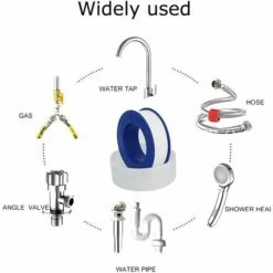 Teflon Tape, Thread Sealing Tapes, PTFE Plumber Tape Leakage Water Pipe Thread Sealing Tape 12mm0.075mm10m(10 Rolls/White), 10 Teflon Tape, Thread Sealing Tapes, PTFE Plumber Tape Leakage Water Pipe Thread Sealing Tape 12mm0.075mm10m(10 Rolls/White), -Heating Equipment 95349134 4