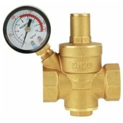 Brass Water Pressure Regulator, DN20 Adjustable Brass Water Pressure Regulator With Pressure Gauge