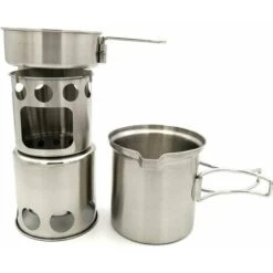 Camping Set Outdoor Pot Portable Stainless Steel Camping Pot Set Camping Walking Pot With Wood Burning Stove -Heating Equipment 95875269 4