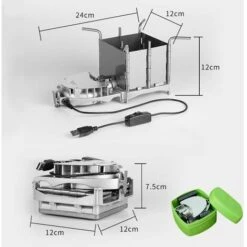 BRS Portable Camping Palm-Sized Outdoor Wood Stove Charcoal Burner Barbecue Oven Blower Electronic Stove,Silver, -Heating Equipment 95998952 5