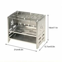 Potable Stainless Steel Collapsible Wood Stove Outdoor Wood Burning Camp Stove With Liquor Tray And Bellows For Picnic BBQ,Silver, -Heating Equipment 95999389 3