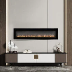 Livingandhome 40 Inch Wall Mounted Freestanding Electric Fireplace 9 Flame Colors With Remote Control -Heating Equipment 97242877 3