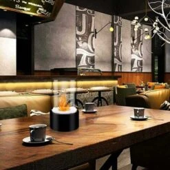 Personal Mini Fireplace, Round Alcohol Fireplace, Real Fire Landscape Decor Tabletop Bio-Ethanol Fireplace, Desktop Fire Pit, For Outdoor/Indoor 16.5 X 16.5 X 27.5 Cm, Black -Heating Equipment 97702942 3