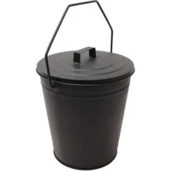 JVL Charnwood Fireside Lidded Coal Bucket Log Holder With Handles