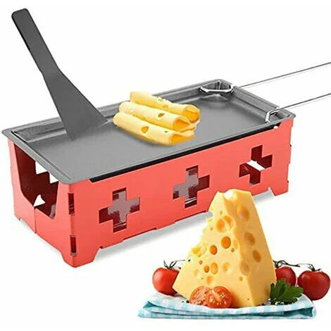 Cheese Raclette Expandable Non-Stick Cheese Rotaster Baking Sheet Iron Metal Plate Cheese Melter Accessory - Baking Tray + Red Baking Tray + Spatula 4 Cheese Raclette Expandable Non-Stick Cheese Rotaster Baking Sheet Iron Metal Plate Cheese Melter Accessory - Baking Tray + Red Baking Tray + Spatula - Image 2
