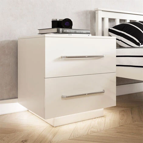 Fitprobo Modern LED Light 2 Drawers Nightstand Storage Shelf Bedside End Table Cabinet With Handle 5 Fitprobo Modern LED Light 2 Drawers Nightstand Storage Shelf Bedside End Table Cabinet With Handle - Image 3