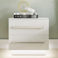 Fitprobo Modern LED Light 2 Drawers Nightstand Storage Shelf Bedside End Table Cabinet With Handle 10 Fitprobo Modern LED Light 2 Drawers Nightstand Storage Shelf Bedside End Table Cabinet With Handle -Heating Equipment 99615704 4