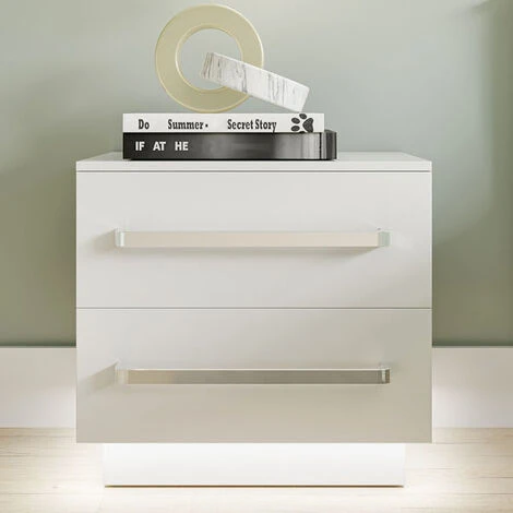 Fitprobo Modern LED Light 2 Drawers Nightstand Storage Shelf Bedside End Table Cabinet With Handle 6 Fitprobo Modern LED Light 2 Drawers Nightstand Storage Shelf Bedside End Table Cabinet With Handle - Image 4
